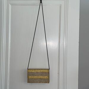 Bechamel gold & pearl beaded crossbody evening bag